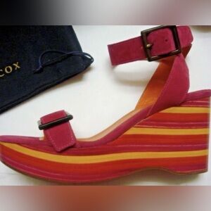 PATRICK COX ITALY PLATFORM HEELS WEDGE LEATHER SUEDE SANDALS SHOE NEW 39 9